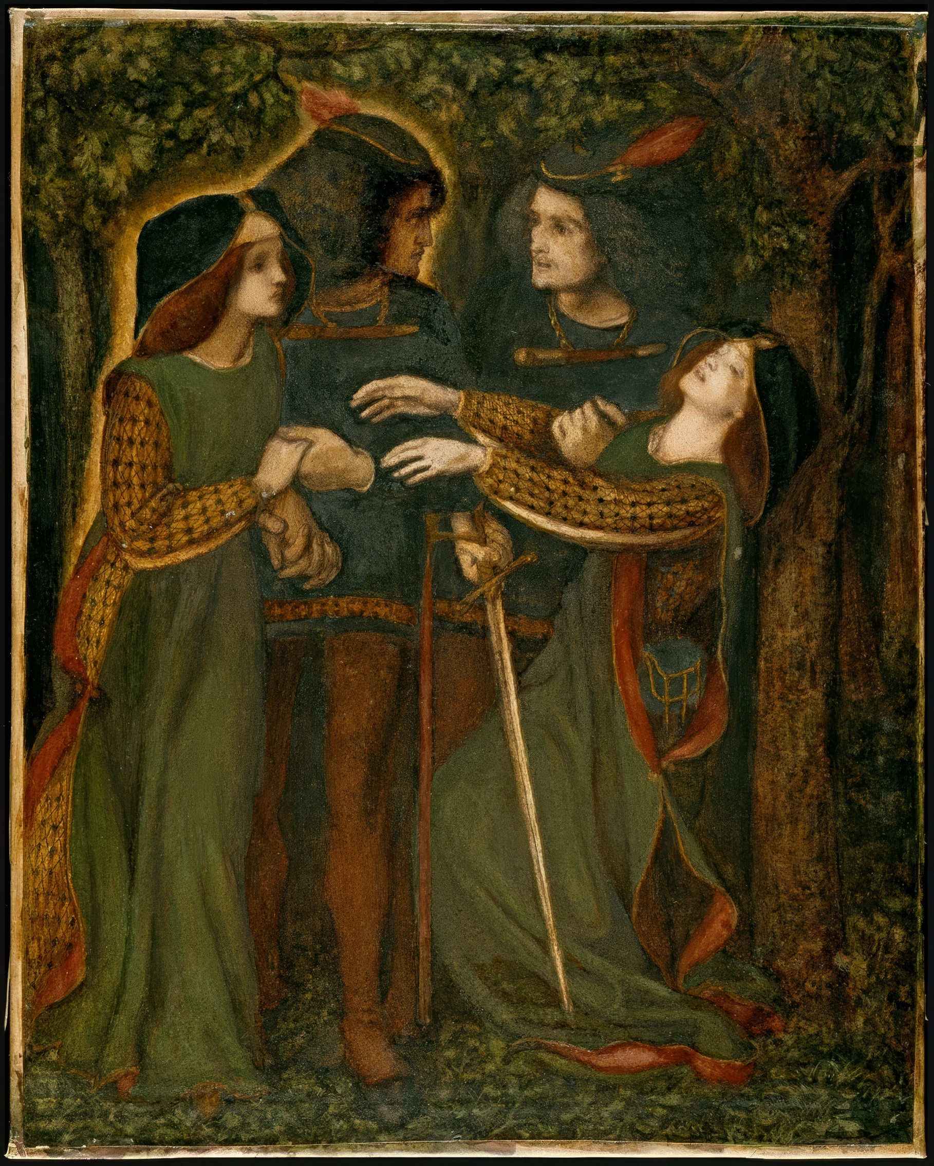 Dante Gabriel Charles Rossetti How They Met Themselves topaz upscale Kẻ song trùng Kẻ song trùng